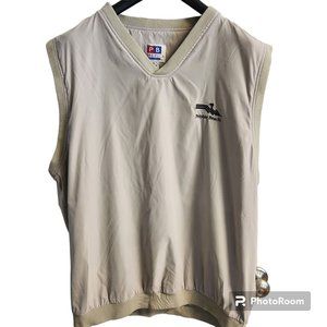 Men's PB America Pebble Beach Golf Vest Size XL Beige V Neck Logo On Chest EUC